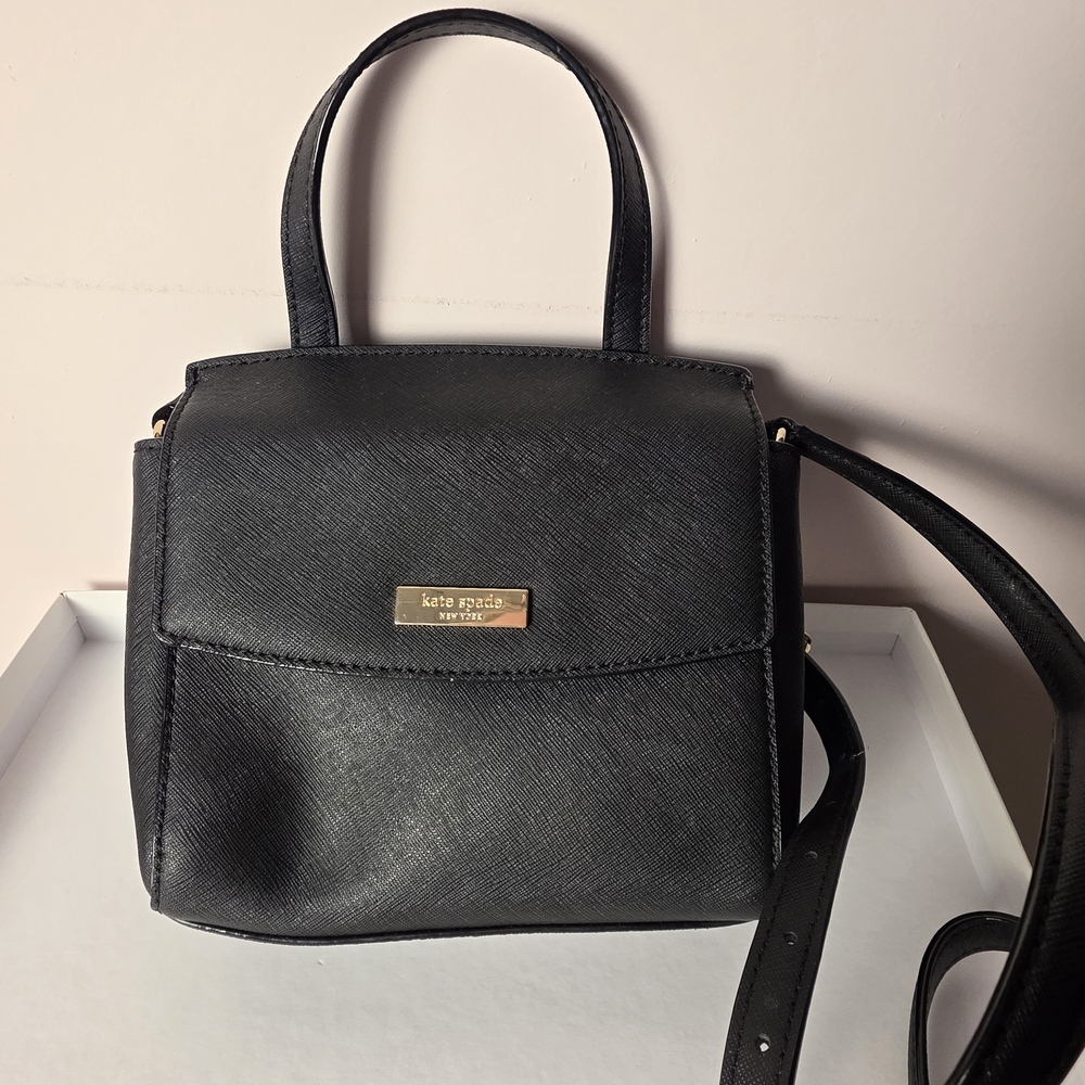 Kate Spade Laurel Way Mini Alisanne Satchel Black Saffiano Leather Crossbody Bag